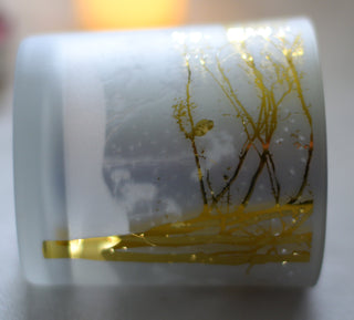Golden Bird Winter Candle Holder