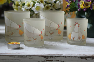 Mother Hen Glass Candle Holders
