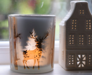 Bronze Deer Winter Candle Holder