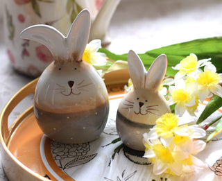 Sweet Polka-Dot Ceramic Bunny Décor