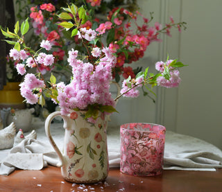 Vintage-style pitcher vase with roses
