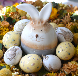 Sweet Polka-Dot Ceramic Bunny Décor