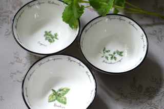 Set of 3 Botanical Porcelain Bowls