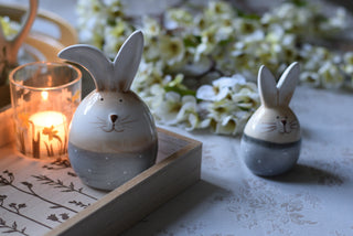 Sweet Polka-Dot Ceramic Bunny Décor