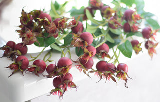 Faux rosehip spray in red color