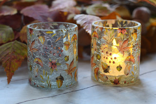 Woodland Crackled Glass Candle Holder