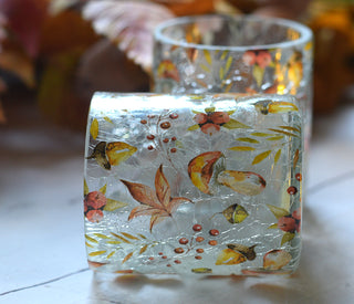 Woodland Crackled Glass Candle Holder