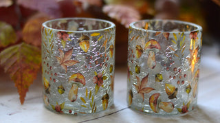Woodland Crackled Glass Candle Holder