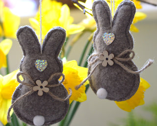 Felt Bunny Ornament with Sparkling Heart – Easter Hanging Decor