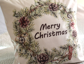 Merry Christmas Wreath Cushion