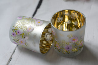 Blush Meadow Daisy Gold-Glow Candle Holder