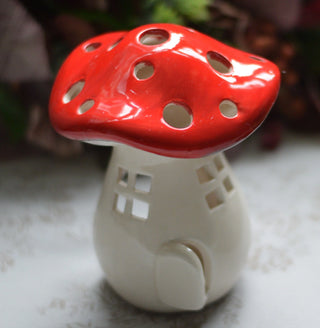 Ceramic toadstool mushroom tealight holder
