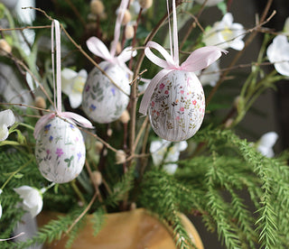 Botanical Floral Easter Egg Hanging Ornaments – Set of 6