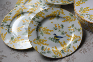 Mimosa Bloom Porcelain Dessert Plates (Set of Four)