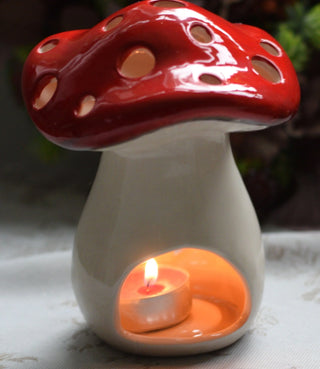 Ceramic toadstool mushroom tealight holder