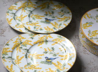 Mimosa Bloom Porcelain Dessert Plates (Set of Four)