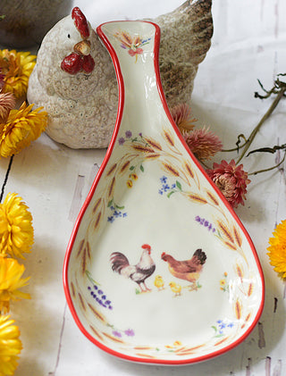 Farmhouse Rooster Porcelain Spoon Rest – 26cm