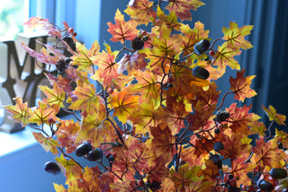 Faux Maple Leaf Stem with Acorns & Pine Cones – 70cm