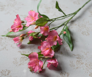 Artificial Autumn Flower Arrangement – Pink Alstroemeria, Purple Grass & Autumn Leaves