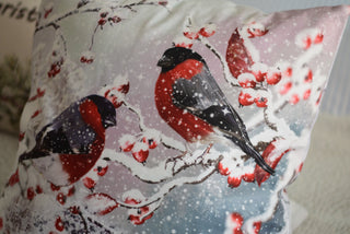 Snowy Robins & Berries Cushion