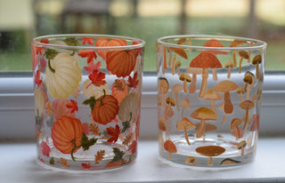 Autumn Candle Holders with Pumpkins & Mushrooms