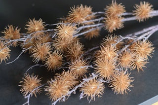 Faux burdock seeds spray in white,yellow and purple colours