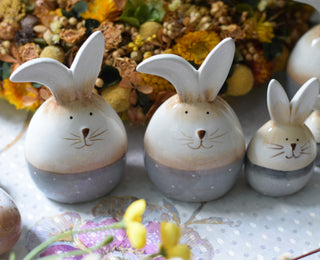 Sweet Polka-Dot Ceramic Bunny Décor