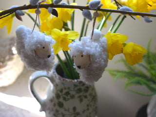 Curly Wool Sheep Ornament with Adjustable Wooden Bead – Hanging Decor