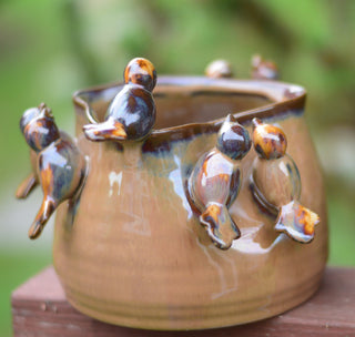 Rustic Brown Pots with Seven Birds