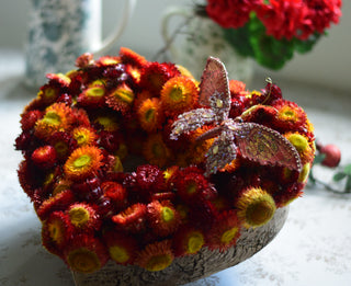 Dried Helichrysum Heart Arrangement