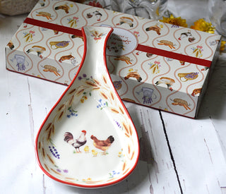 Farmhouse Rooster Porcelain Spoon Rest – 26cm