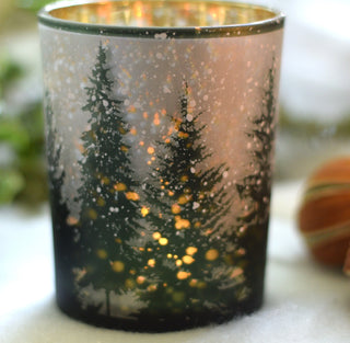 Large Snowy Forest Candle Holder