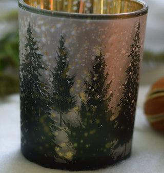 Large Snowy Forest Candle Holder