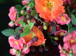 Faux Wild Rose Arrangement in Vintage-Style Jug