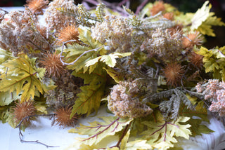 Artificial Autumn Foliage Arrangement with Maple Leaves & Burdock