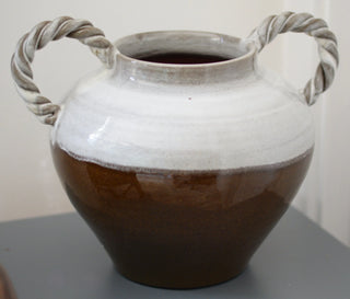 Twist-Handled Terracotta Round Vase