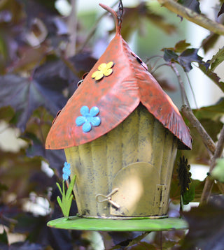 Iron Birdhouse with Floral Accents