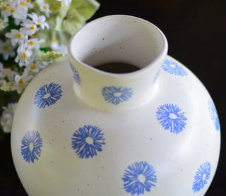 Large vase with  blue dandelions