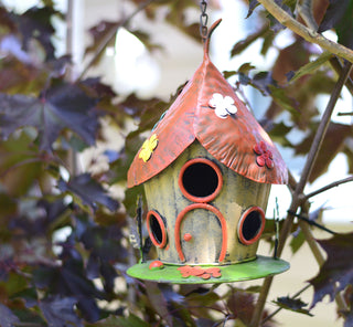 Iron Birdhouse with Floral Accents