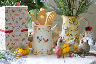 Farmhouse Kitchen Utensil Holder Set with Wooden Spoons