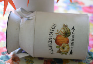 Pumpkin Patch Engraved Vintage Zinc Churn and Round Planter