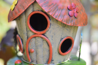 Iron Birdhouse with Floral Accents
