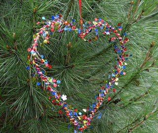 Colourful Metallic Floral Heart Wreath