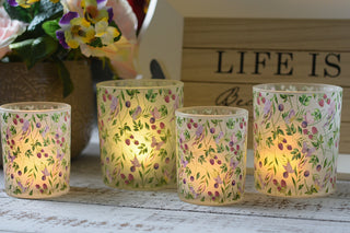 Wild Meadow Floral Glass Candle Holders