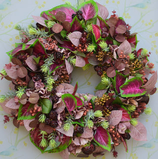 Faux blackberries  and puple foliage wreath
