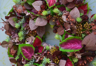 Faux blackberries  and puple foliage wreath