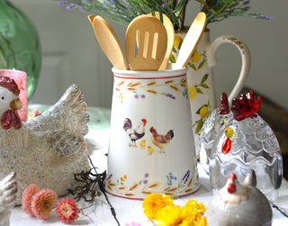 Farmhouse Kitchen Utensil Holder Set with Wooden Spoons