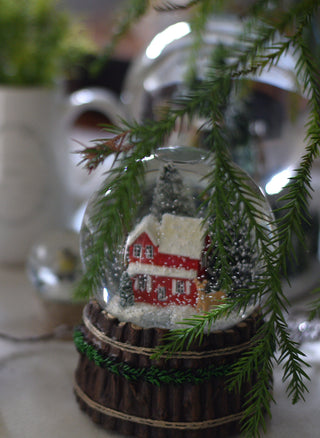 Musical Snow globe With Red House Scene