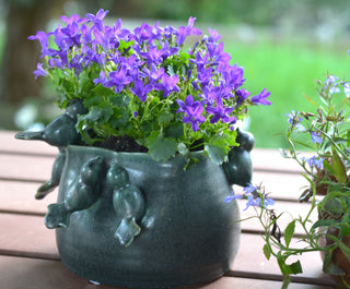Vintage Dark Green Bird Pots