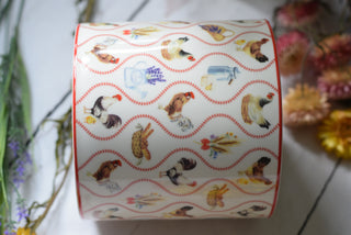 Farmhouse Rooster Porcelain Cutlery Holder with Wooden Divider